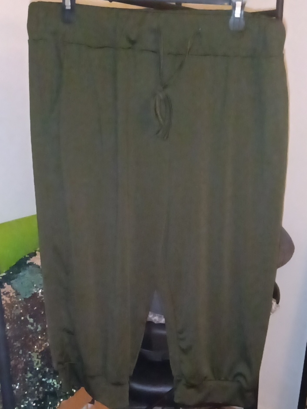 Women's Olive Green Drawstring Capri Pants